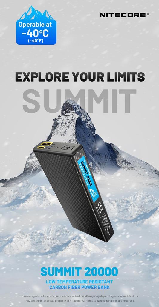 NITECORE SUMMIT 20000 Mobile Power Bank Carbon Fiber Charger Fast Charging Portable Power Bank for Mobile Phone
