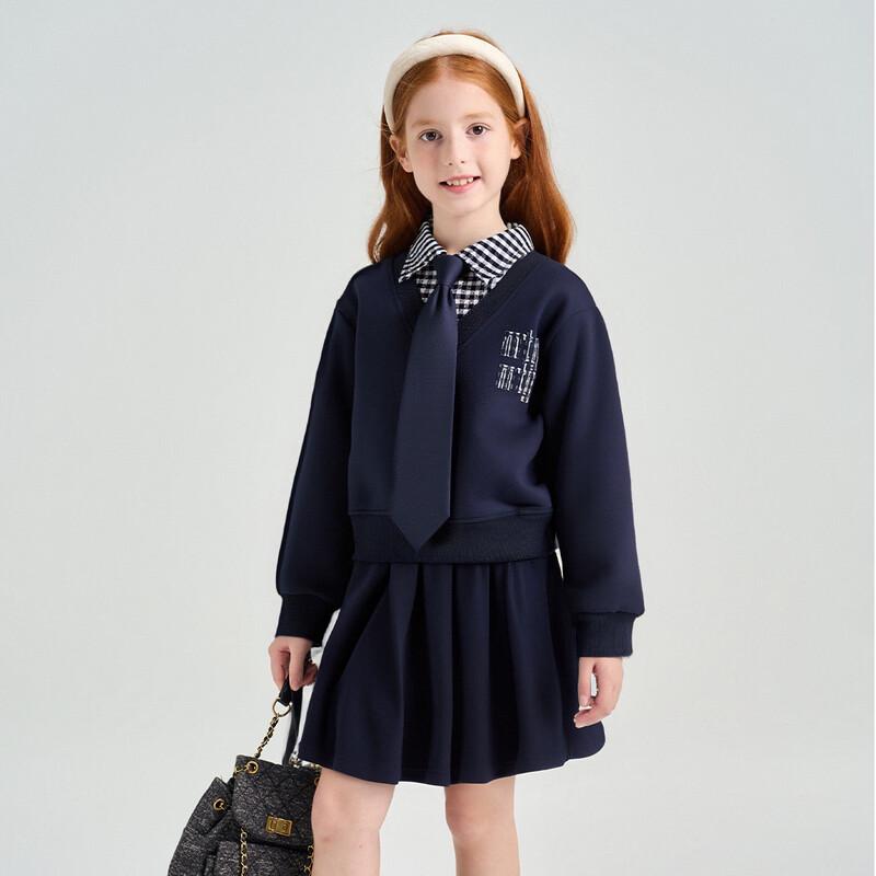 Montagut Girls  Classic Academy Sweatshirt & Pleated Skirt Set 120