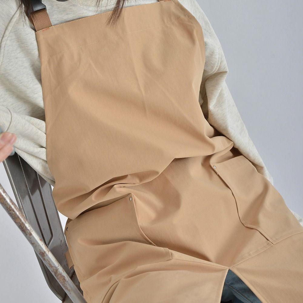 with Pockets Cooking Apron Solid Color Sleeveless Apron Kitchen Uniform Waterproof Apron Chef