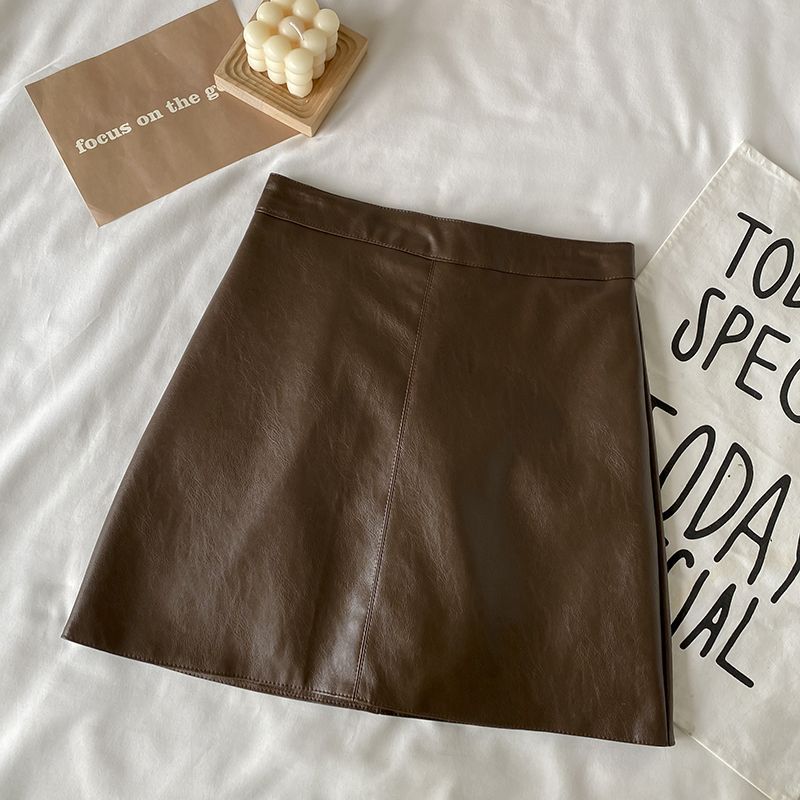 

Лето Новая Юбка Мини с Завышенной Талией на Молнии Однотонная Женская Эстетичная Повседневная Облегающая Юбка с Обертыванием на Бедрах Сексуальная M кофейный