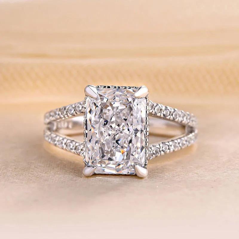 Ny Glitrende Firkantet Geometrisk Design Ringlys Luksus Personlig Mote Stil Forlovelses- og Bryllups Tilbehør