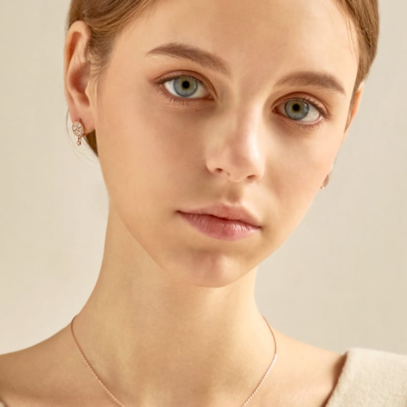 ELLE Jewelry 14K GF Cubic Drop Round One-Touch Earrings ELGPEE402