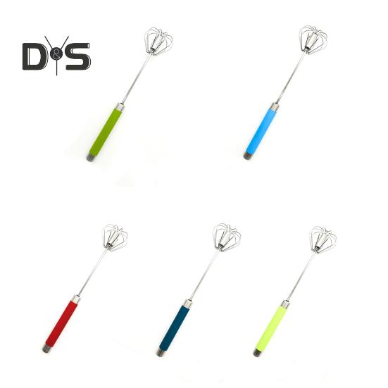 Stainless Steel Semi-Automatic Whisk Hand Push Mixer for Blending Beating Eggs Sauces Batter Egg Beater