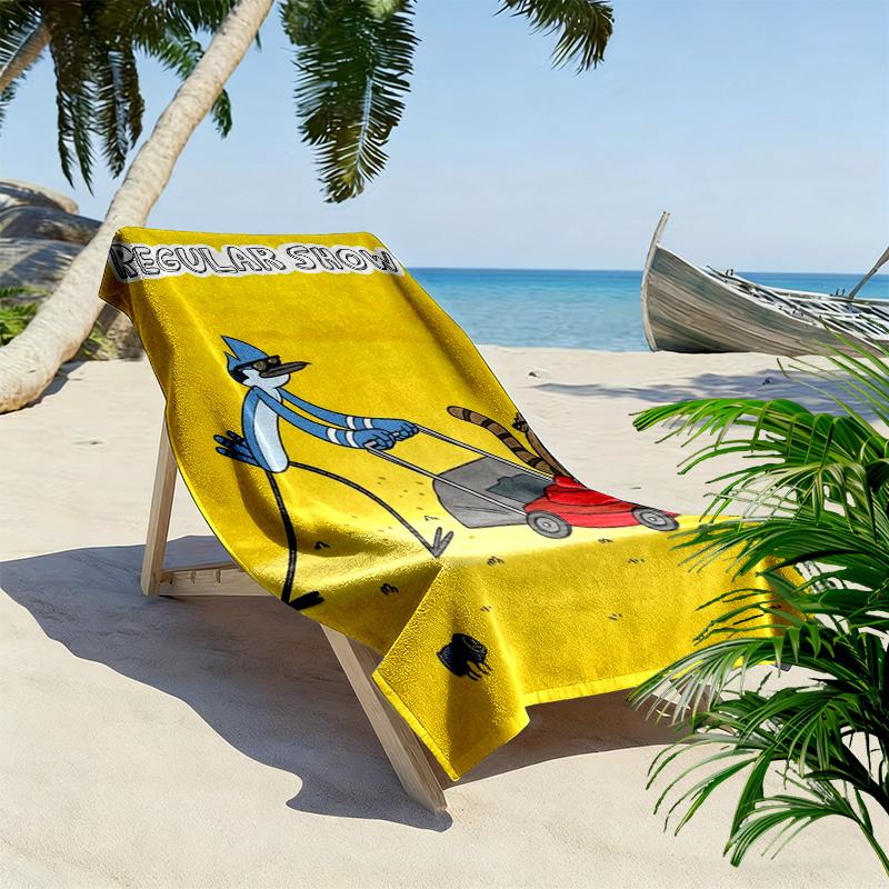 REGULARSHOW 2D Flat Print Beach Towel, Large Soft Quick Dry Towel for Beach Camping Swimming.NSTJ0928138