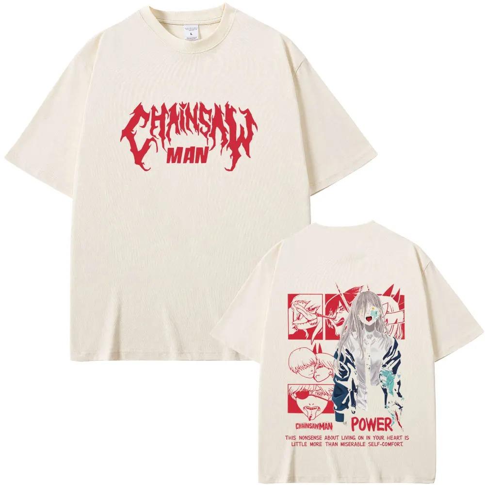 2026 Anime Chainsaw Man T-shirt Fans Gift Power Graphic T Shirts Men Women Manga Vintage Oversized Streetwear Male Fashion Streetwear