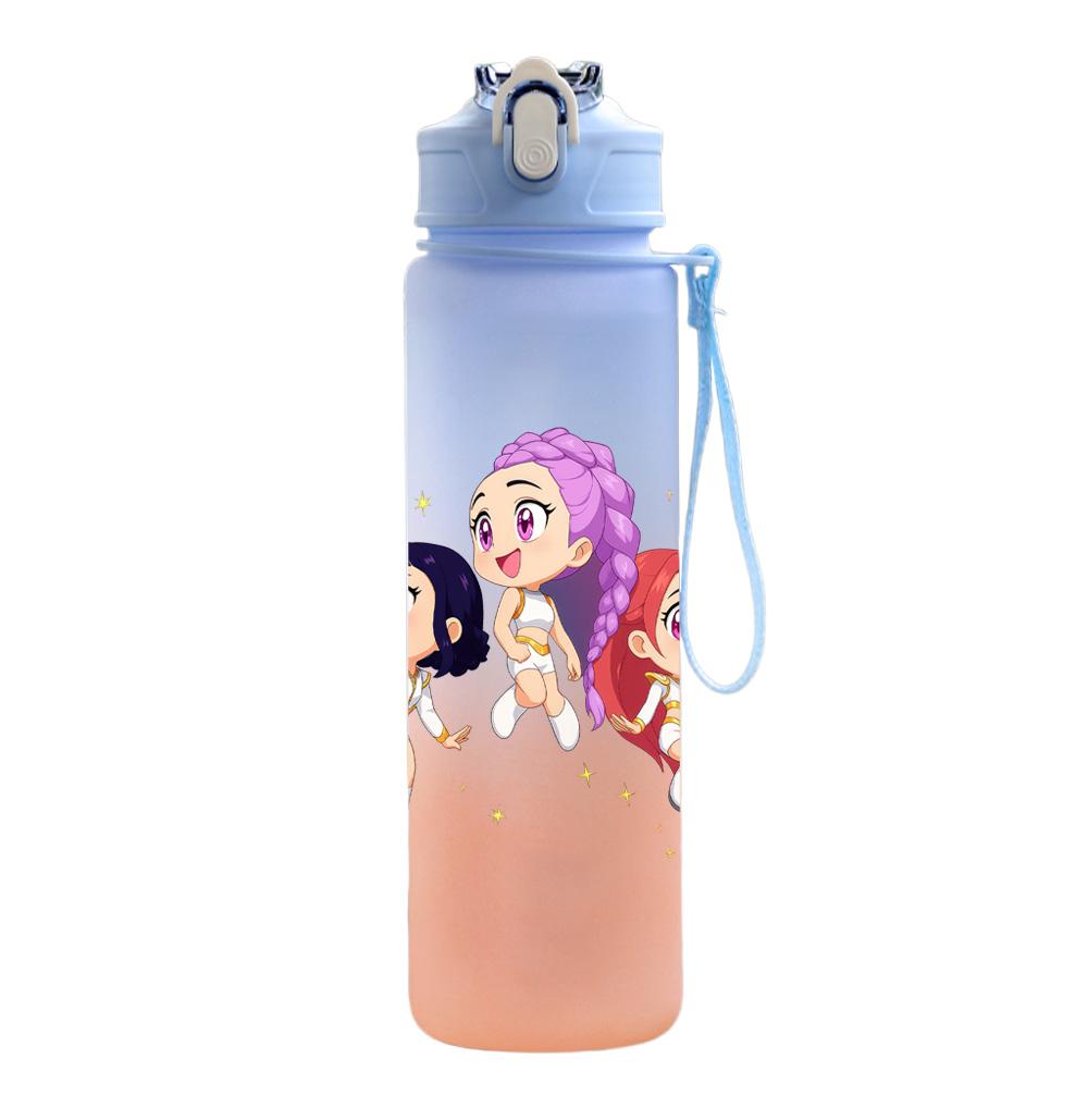 750Ml Water Bottle Cartoon K-Pop Demon Hunters Printed Large Capacity Drinking Cup Portable Outdoor Sports Water Cup Children Kid Gift