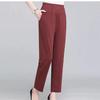 Ice Silk Thin Women Pants Elastic High Waist Office Lady Straight Wide Leg Trousers Simple Casual Loose Long Work Pants Slacks