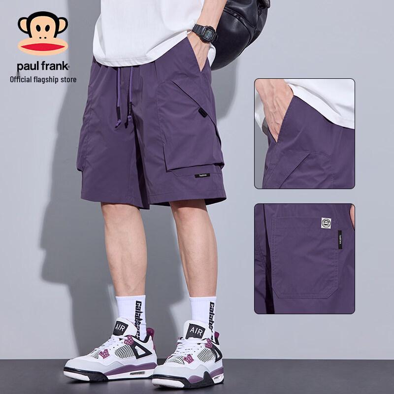 paul frank Men's Summer Ice Silk Multi-Pocket Cargo Shorts
