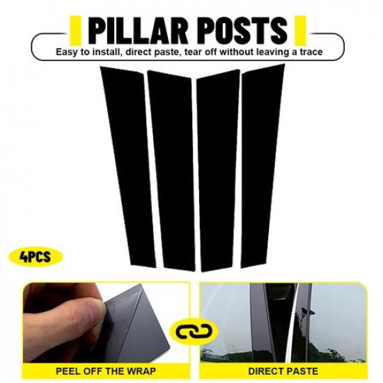4x Black Window Pillar Posts Door Trim Piano Cover For Porsche Panamera 17-21 EA