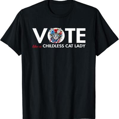 Kinderloze Kattenvrouw Voor President 2024 Grappig S T-shirt S 5XL