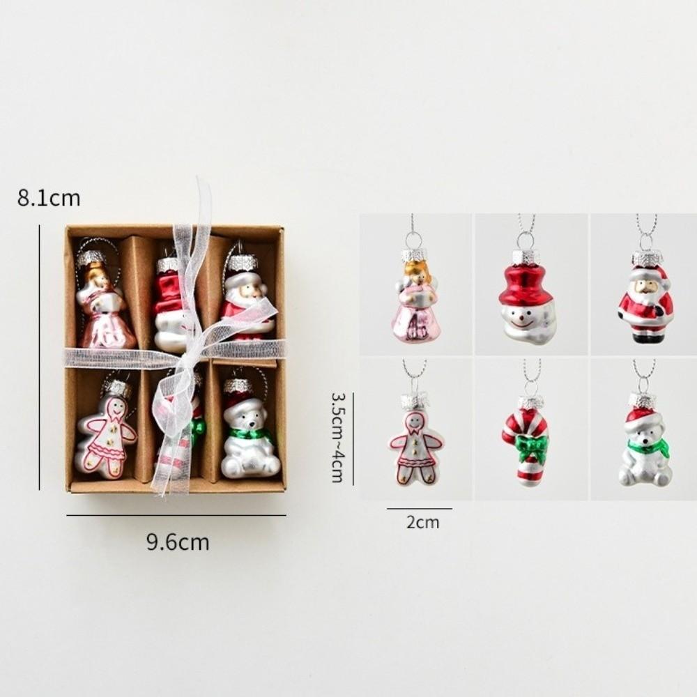 6/9pcs Santa Claus 3D Painting Pendant Glass Christmas Tree Charm Xmas Tree Ornaments  Home Decor