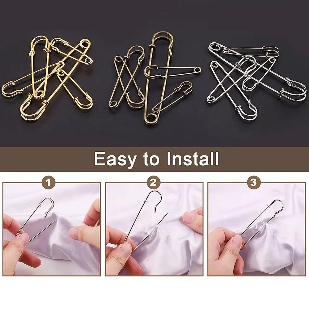10 Large Safety Pins 2.9" Heavy Duty Blanket Pins Bulk Steel Spring Lock Pins Fasteners for Blankets Crafts Skirts Brooch Making