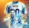 Camiseta Masculina de Verão Infantil Meninos Messi Futebol Manga Curta Casual Esportiva Streetwear Tops Lazer e Exterior