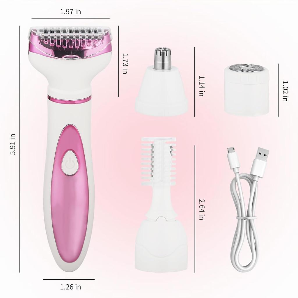 Wet & Dry Electric Razor for Women Men,4 in 1 Rechargeable Led Display Electric Shaver and Facial Hair Remover,Painless Ladies Body Razors for Nose