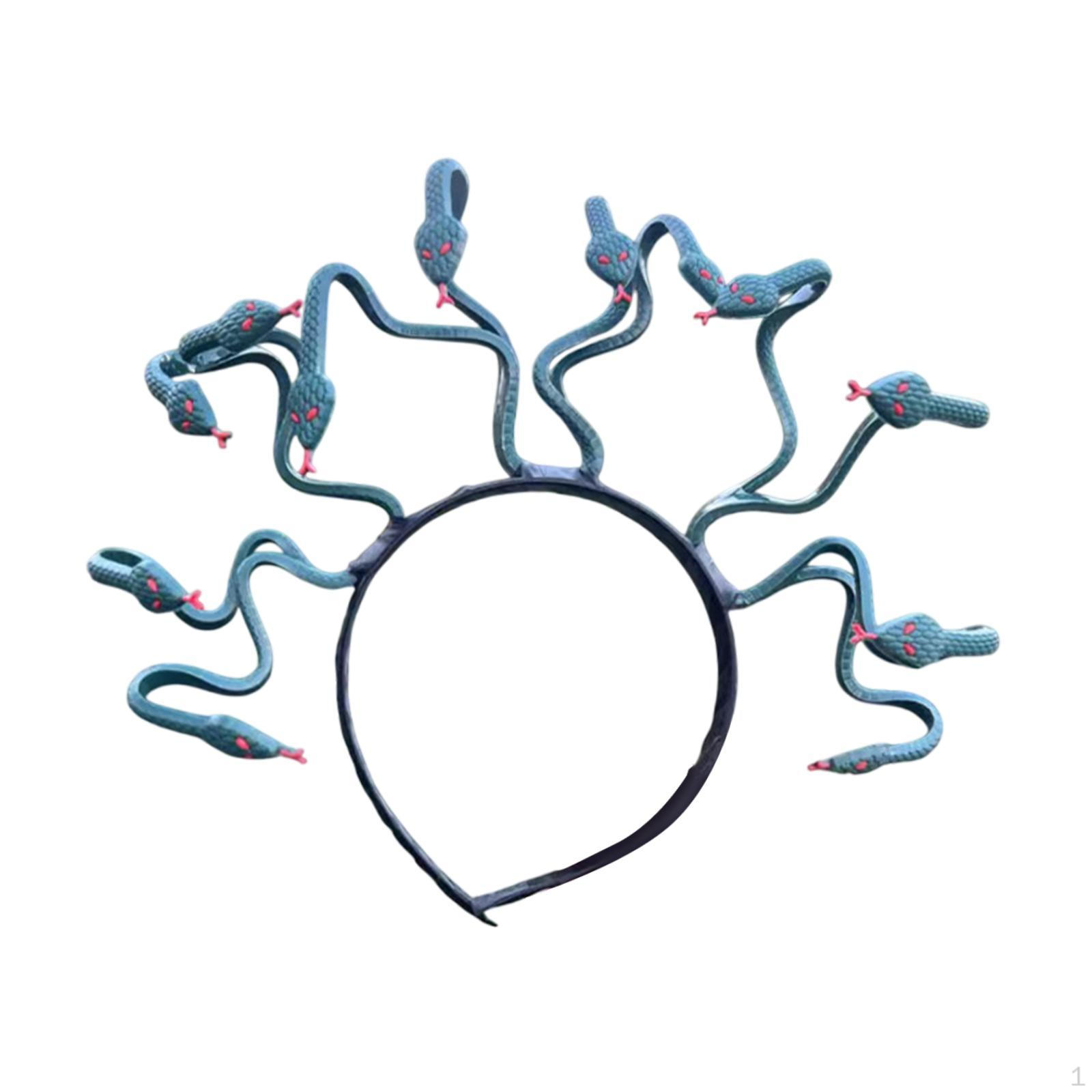 

Пов язка на голову Медуза Зміїні прикраси для волосся для жінок та дівчат Реквізит для перевдягання Тіара Головний убір Рейв dark green