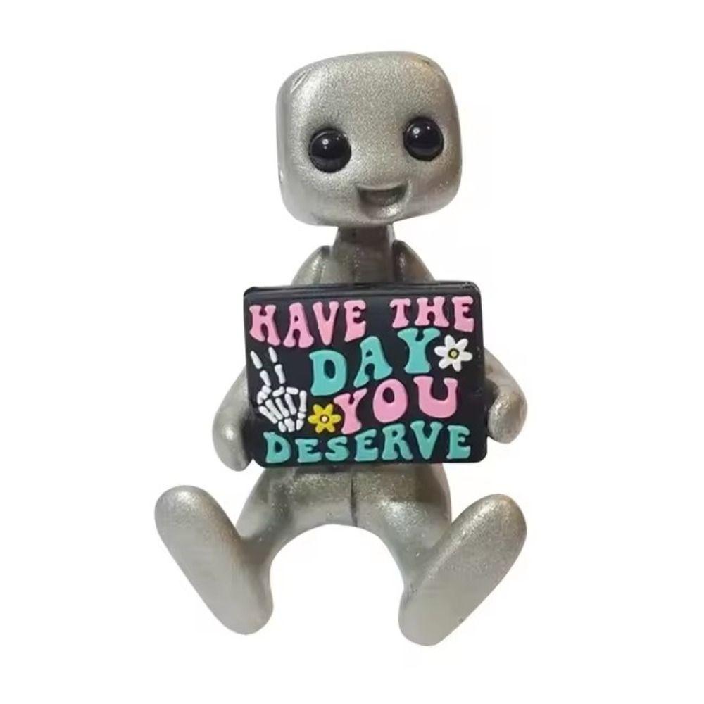 Mental Health Anxiety Robot Figure Resin Sculpture Tiny Robot Figurine Christmas Gift