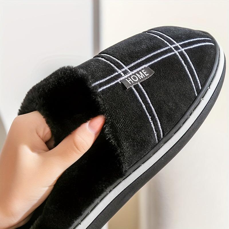 Winter Plush CYFMYD Men's Plaid Slippers | Fuzzy Warm Memory Foam Indoor House Shoes Sole, Round Toe Slip-On Design for Fall Comfort
