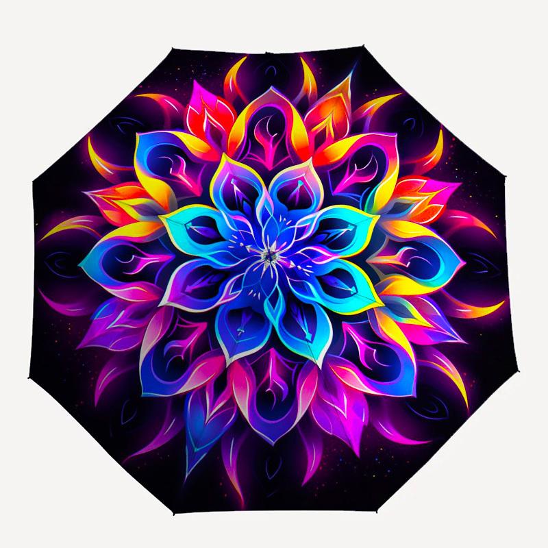 

1pc Mandala, psychedelic, symmetry Umbrella with Plastic Handle,Compact & Stylish,Suitable for All Seasons YS331016