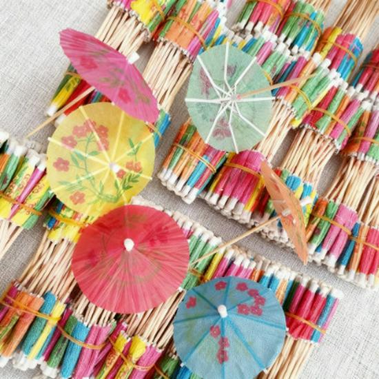 Mini Paper Umbrella Picks for Cake and Fruit Decor