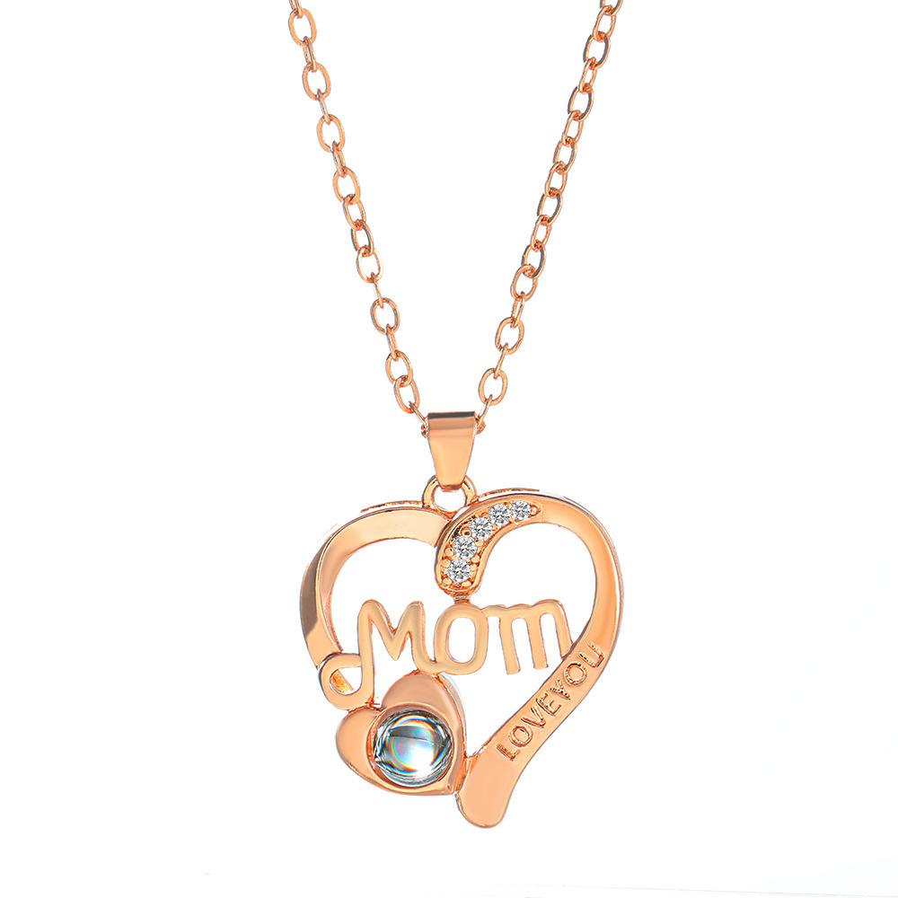 Multi-Tone Mom & Child Pendant Necklace Set, Heart & Family Silhouette Necklaces for Mother's Day