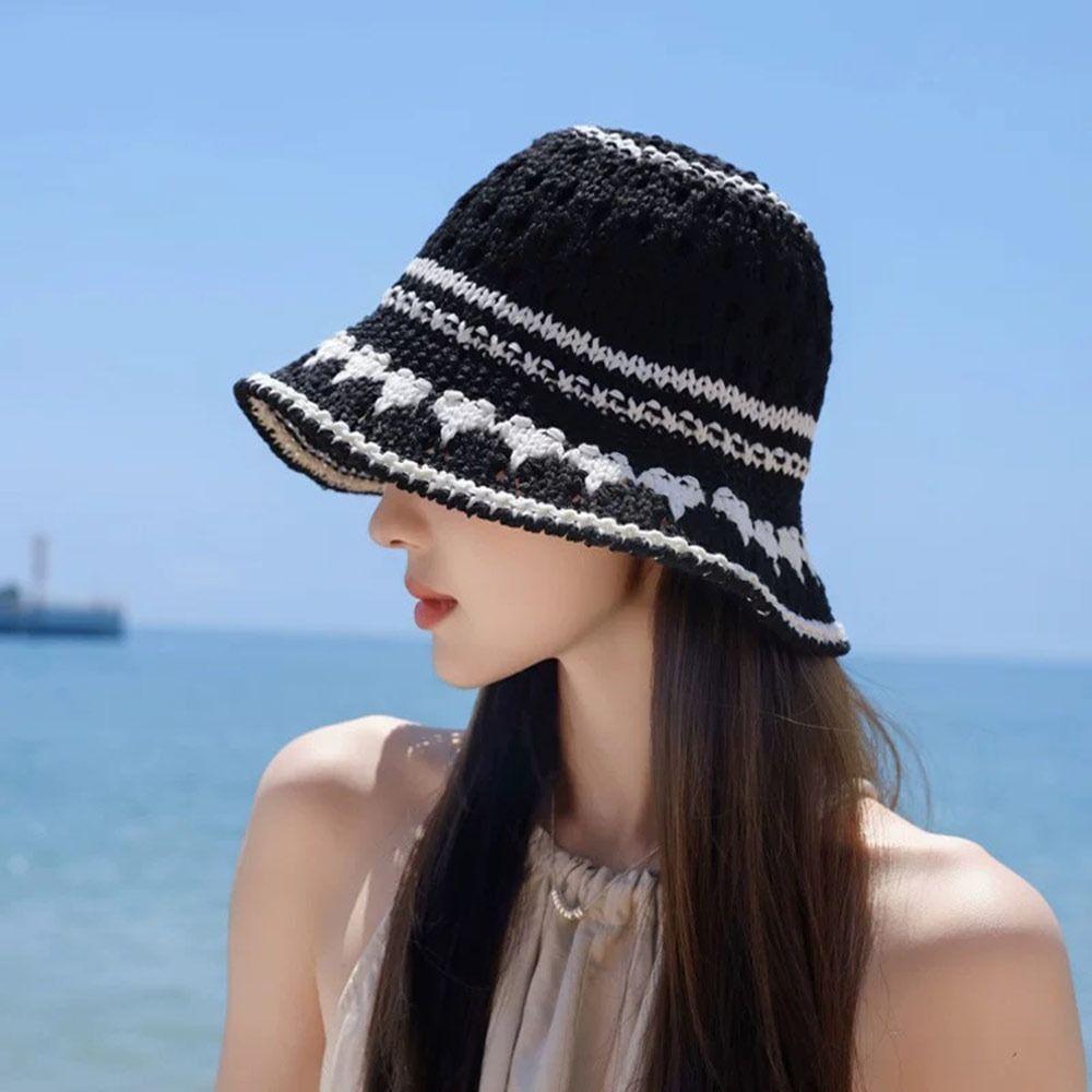 Chapeau de soleil ajouré Panama respirant Chapeau de voyage Mode Chapeau bob Été