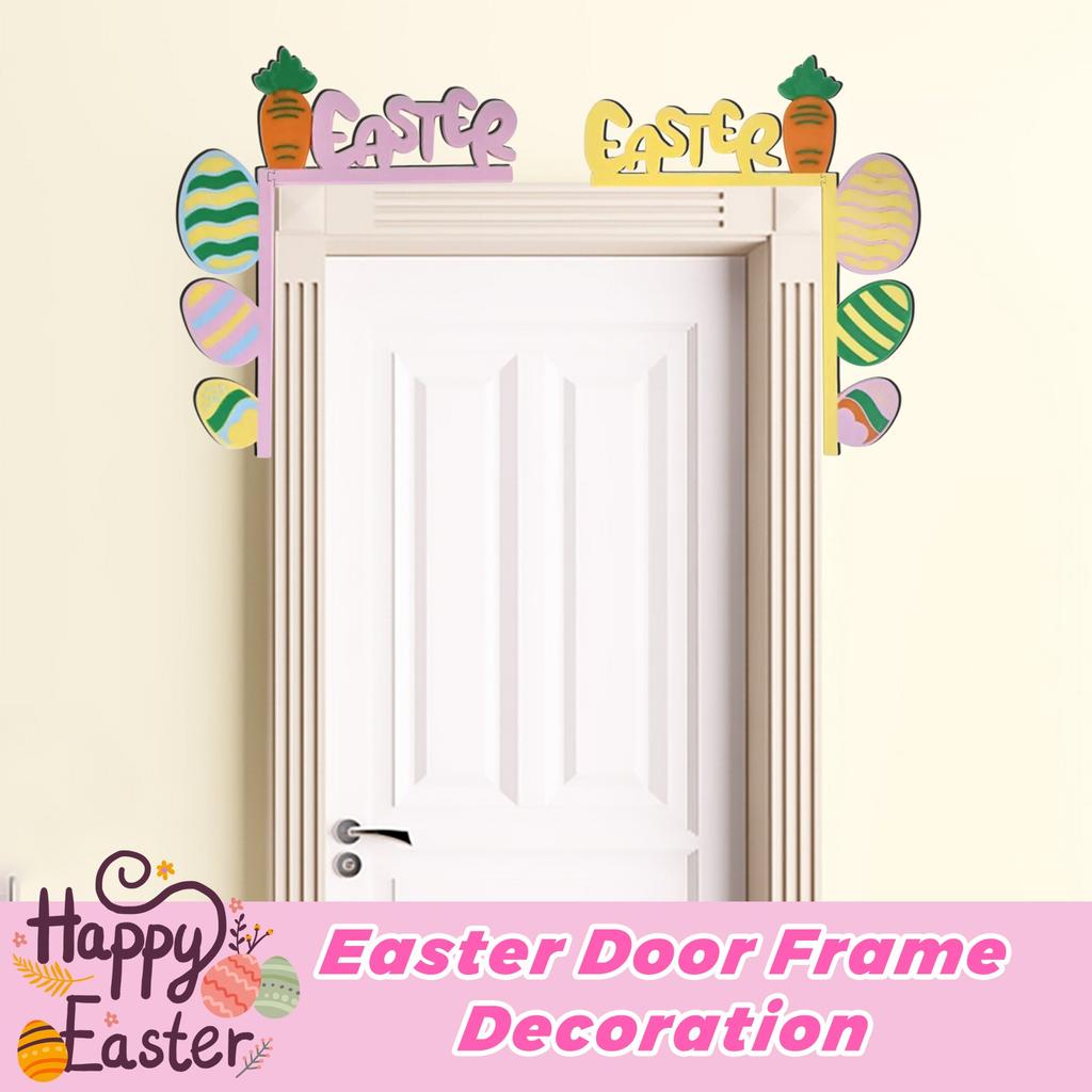 A Joyful Easter Corner Full Of Childlike Charm, With Wooden Decorations Inspired By Easter Elements, Adding Spring Vitality To Your Home Door Frame!