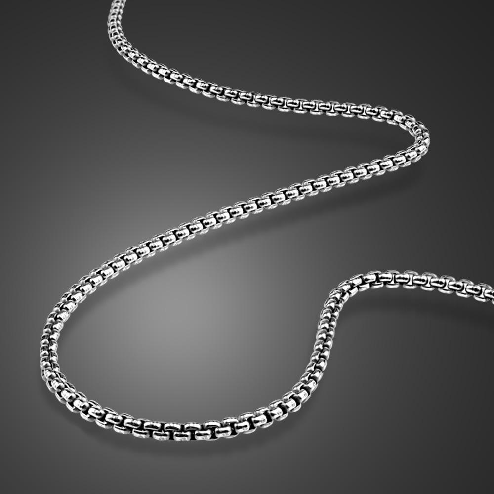 

Box Chain Necklace Plated Thai Silver Men S Pendant Popular Chain Simple Trendy Men S Thin Neck Chain 56cm