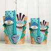 New Mayan Creative Abstract Face Colorful Flower Pot Resin Miniature Model for Garden Outdoor Plants