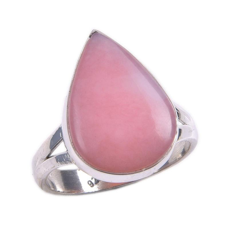 Natural Pink Opal Gemstone 925 Solid Sterling Silver Jewelry Ring Size 5.5 v4E92
