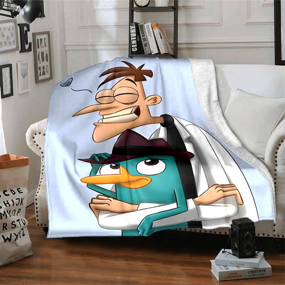 1pc Phineas and Ferb4 Blanket, Gift, for Men and Women, Soft Blanket, Good for Sofa Bed Couch Travel, Lightweight Flannel Blanket