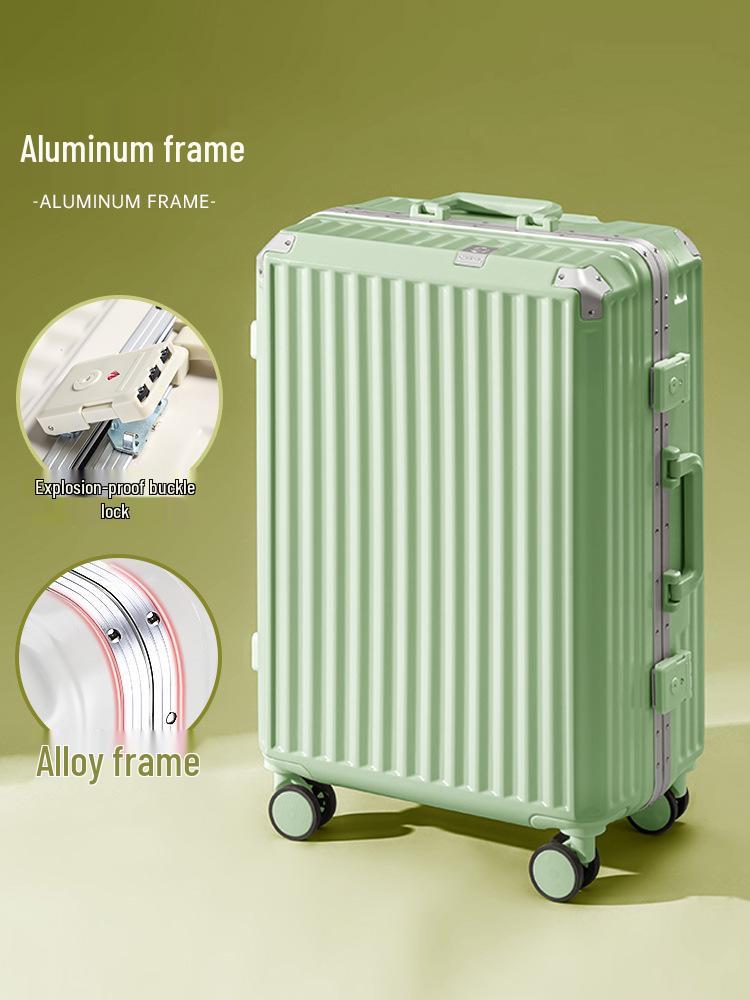 Aluminum Frame Suitcase with Silent Wheels - Wear-Resistant, 24-Inch Boarding Luggage for Students and Travelers
