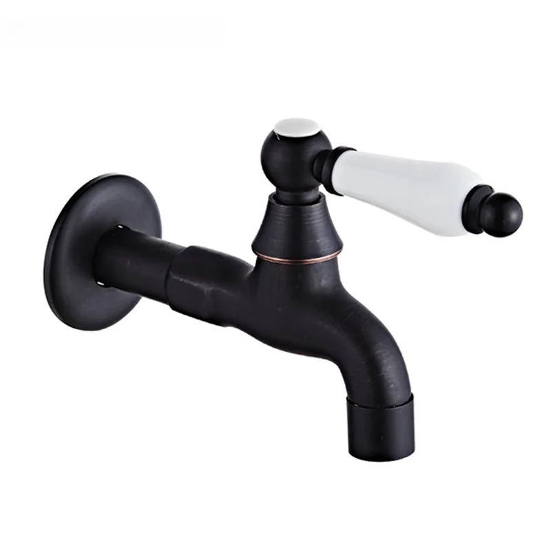 Bathroom Black Single Cold Tap Wall Washing Machine Single Tap Cold Water Faucet Garden Black Tap