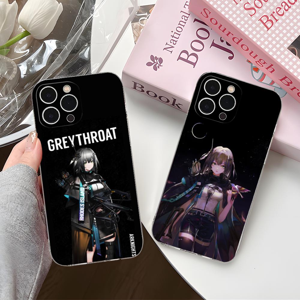 Arknights Greythroat Clear TPU Mobile Case for iPhone 17 16 15 14 13 12 11 X XR XS Air Pro Max Plus Mini Colorful Cover