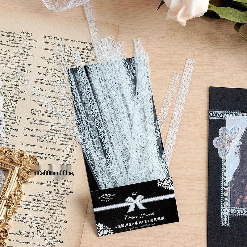 Waterproof Korean Flower Lace Sticker Pack for DIY Journals