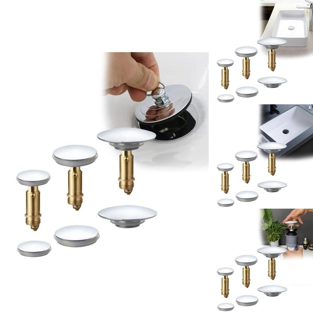 Durable All Copper Sink Stopper Set Featuring Large And Small Push Button Caps