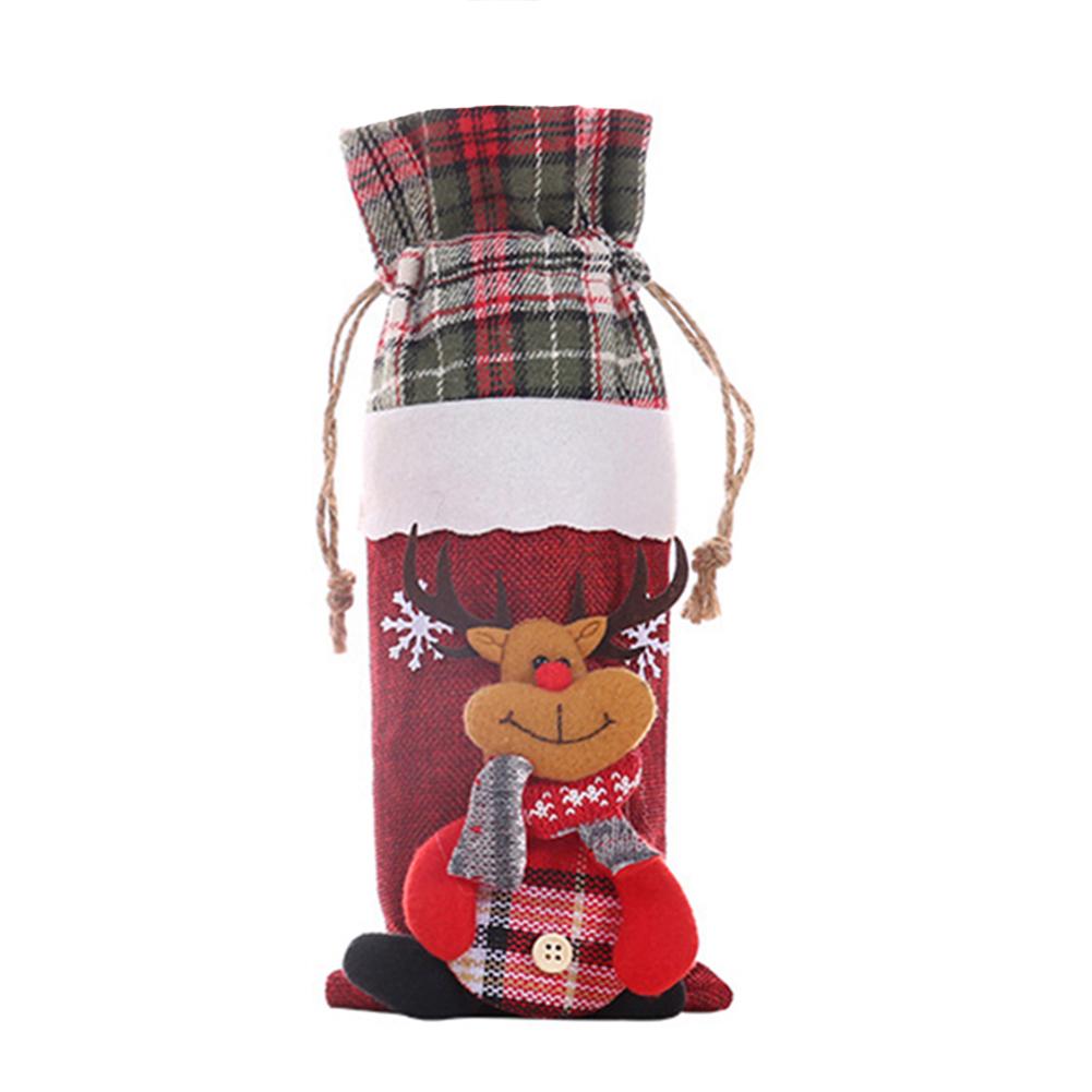 Snowman Elk Print Christmas Santa Wine Cover Bottle Bag Table