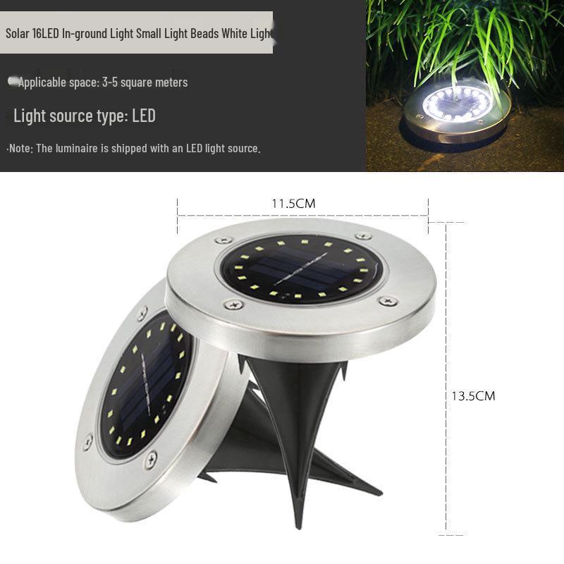 16-LED Solar Ground Light: Super Bright, Waterproof, Outdoor Courtyard and Lawn Lamp 16 LED Small Bead In-Ground Light White