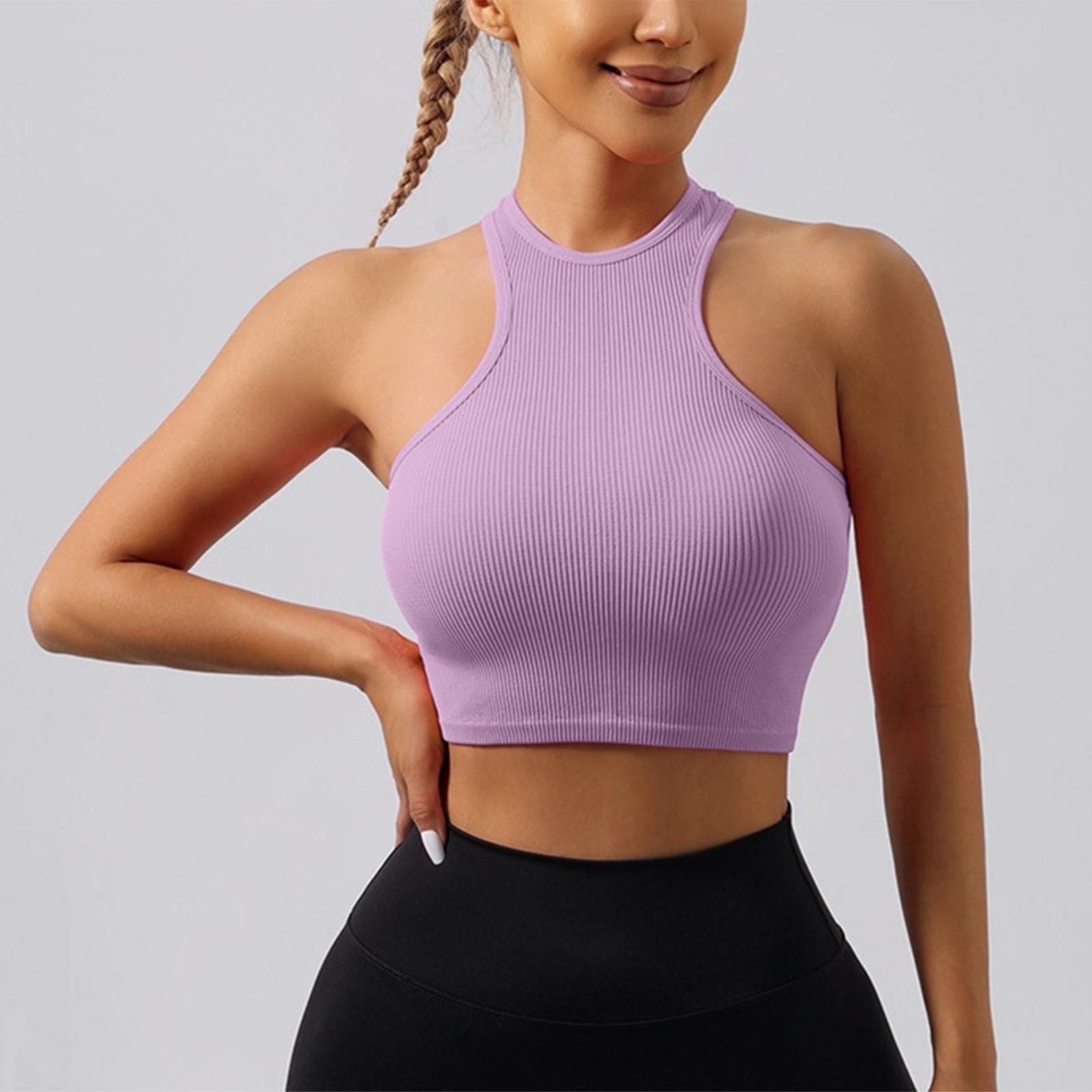 

Women s Casual Color Round Neck Hanging Neck Sports Yoga Running Cross Shaped Vest Top L