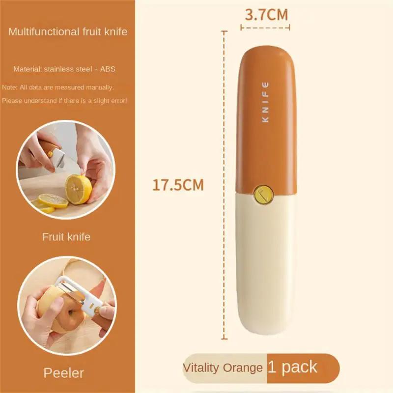 

Овощечистка из нержавеющей стали, нож для овощей и фруктов с крышкой, многофункциональный слайсер, острый нож для фруктов 2 в 1, портативные кухонные гаджеты