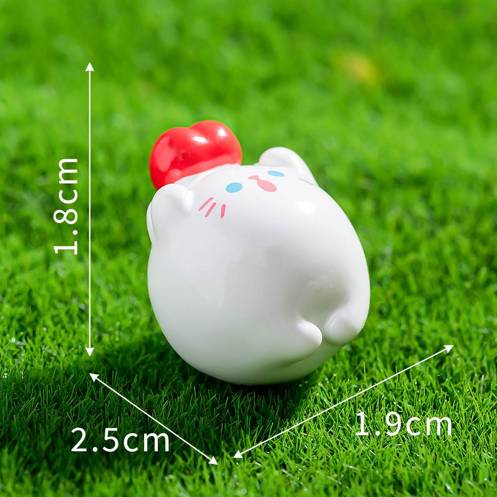 10Pcs Cartoon White Cat Animal Miniatures Resin Ornaments Fairy Garden Decoration Micro Landscape