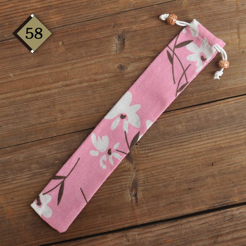 1pc Eco Friendly Canvas Drawstring Pouch Japanese Style for Chopsticks Spoon Straw Home Kitchen Travel Organizer