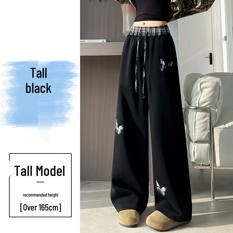 Spring 2026 Women s Slim Urban Style Cartoon Print Patchwork Pants Small