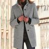 Womens Vintage Solid Color Button-Up Stand Collar Wool Blend Coat Winter 2026