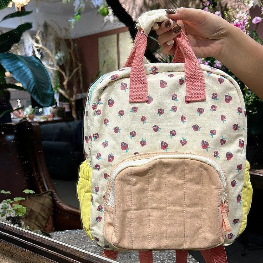 Small fresh and cute strawberry backpack fashionable and sweet style girl color matching small backpack leisure travel handbag