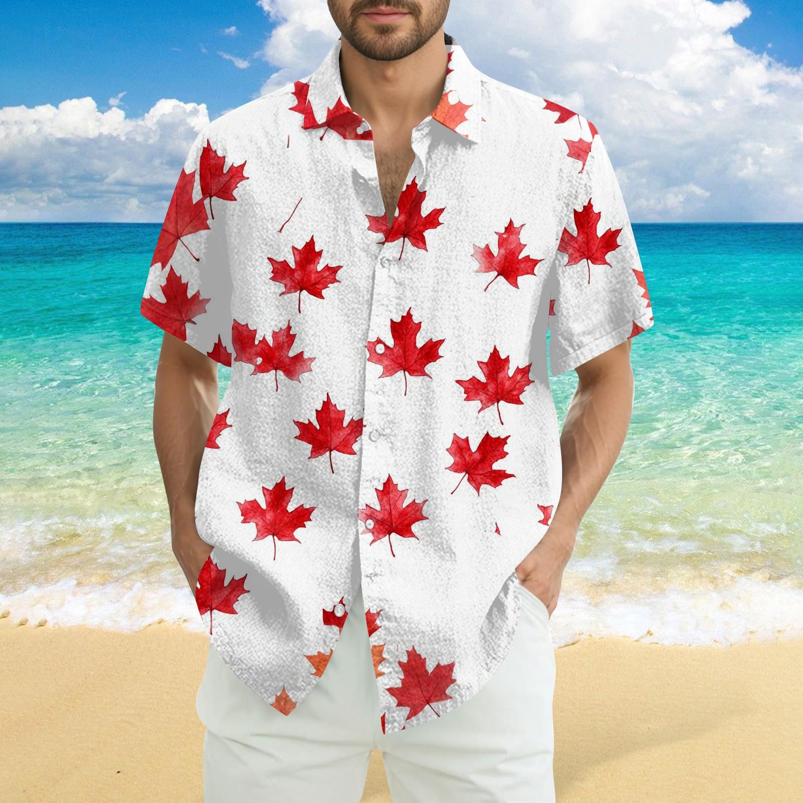 

Мужская повседневная рубашка с короткими рукавами и принтом «День независимости» XL белый