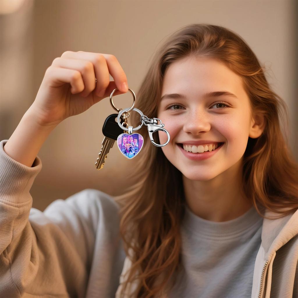 Witch Girl Group Surrounding Love Keychain Pendant Cartoon Anime Heart Pendant Accessories