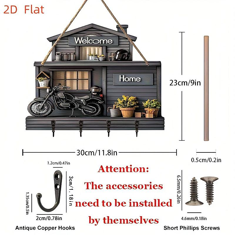 

Плоский держатель для ключей Кафе DIY Установка Экономия места Ретро стиль Домашнее хранение Художественный подарок Практичность Порядок Дерево