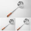 Stainless Steel Large Skimmer with Slotted Spoon for Wooden Handle Heavy-Duty Frying Dumplings Noodles Rust-Proof Dishwasher