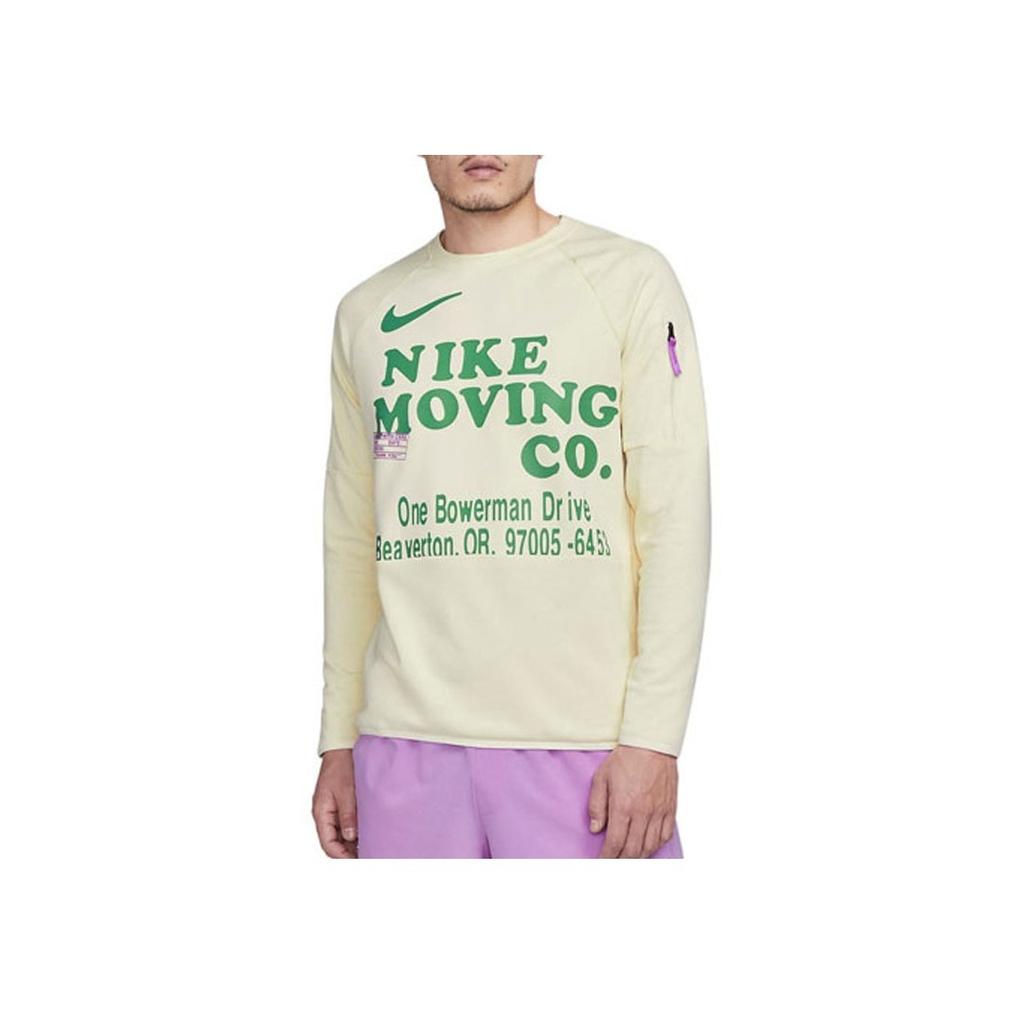 Nike Dri-FIT Vintage Letter Print Crew Neck Dopamine Long Sleeve T-Shirt With Drop Shoulder Men Tops Light-Yellow DX0903-113