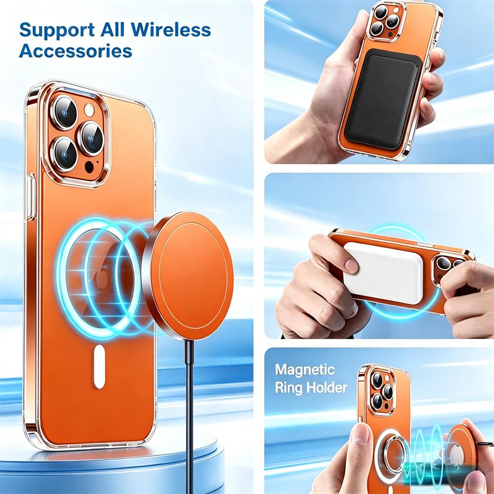 Wireless Magnetic Clear Case For Iphone 18 16 15 14 12 13 Mini 11 17 Pro Max 7 8 Plus Xs Xr Magsafe Cover Camera Precision Hole